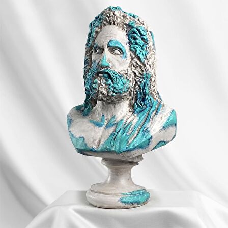 Zeus 'Blue Coral' Dekoratif Heykel, Pop Art Roma Yunan Heykelleri